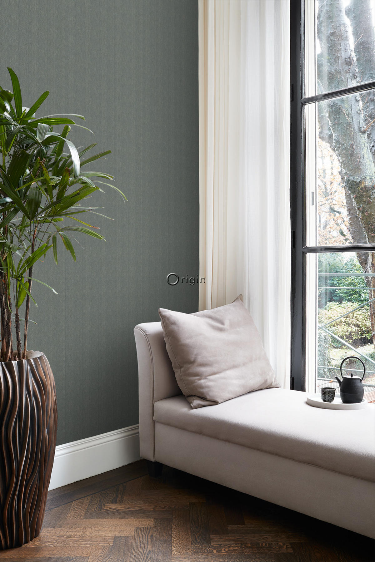 TAPETE Fischgrätmuster 53 cm x 10.05 m - Grau, Papier (53/1000cm) - Origin Wallcoverings