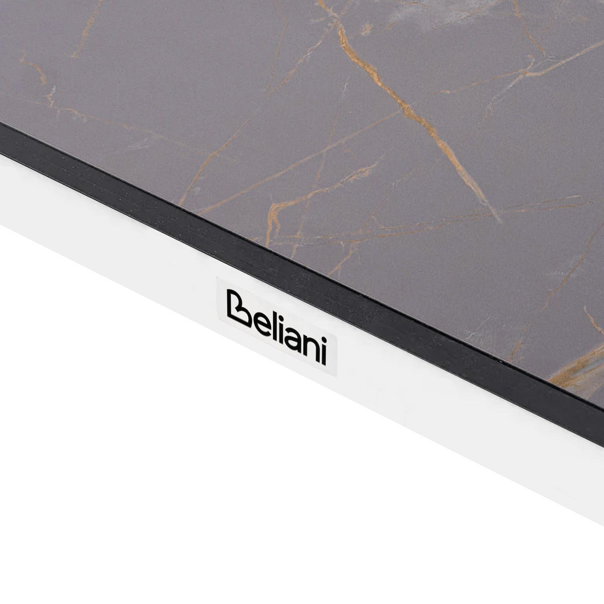 ZAHRADNÍ STŮL 180/90 cm Mramor Look Šedý Mramor Tolentino - tmavě šedá, plast (180/90/75cm) - Beliani