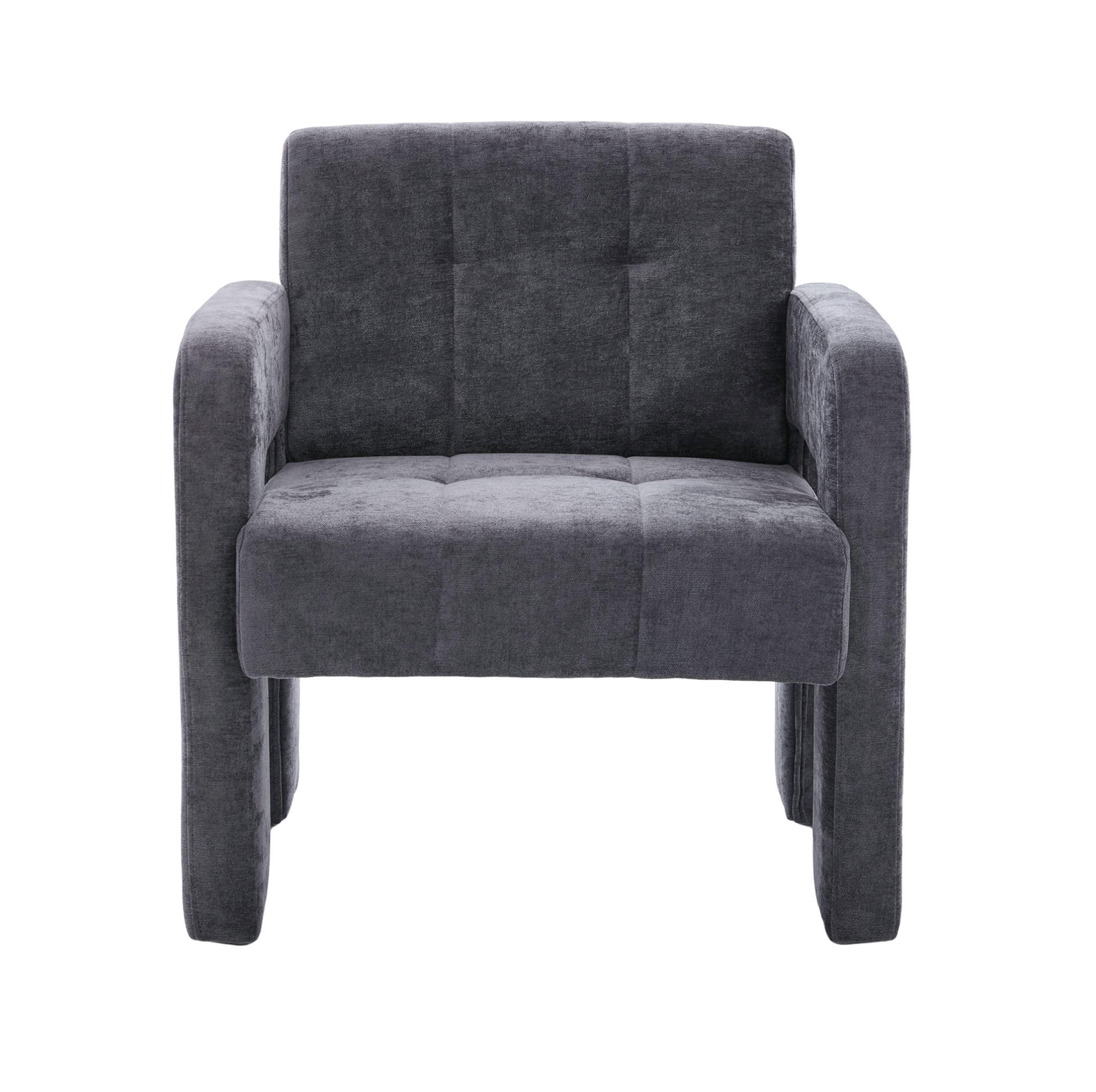SESSEL 67,5/69/74,5 cm in Grau aus Chenille mit gepolsterter Sitzfläche - Grau, Textil (67.5/74.5/69cm) - BEAOK