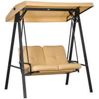 HOLLYWOODSCHAUKEL 138/106/174 cm aus Stahl mit verstellbarem Sonnendach und 2 gepolsterten Sitzen, Beige - Beige, Metall (106/174/138cm) - Redom