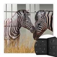 SCHLÜSSELBOX Schwarz 30x30 cm- Türöffnung nach rechts - Zebras zusammen - Multicolor, Metall (30/30/5cm) - TULUP