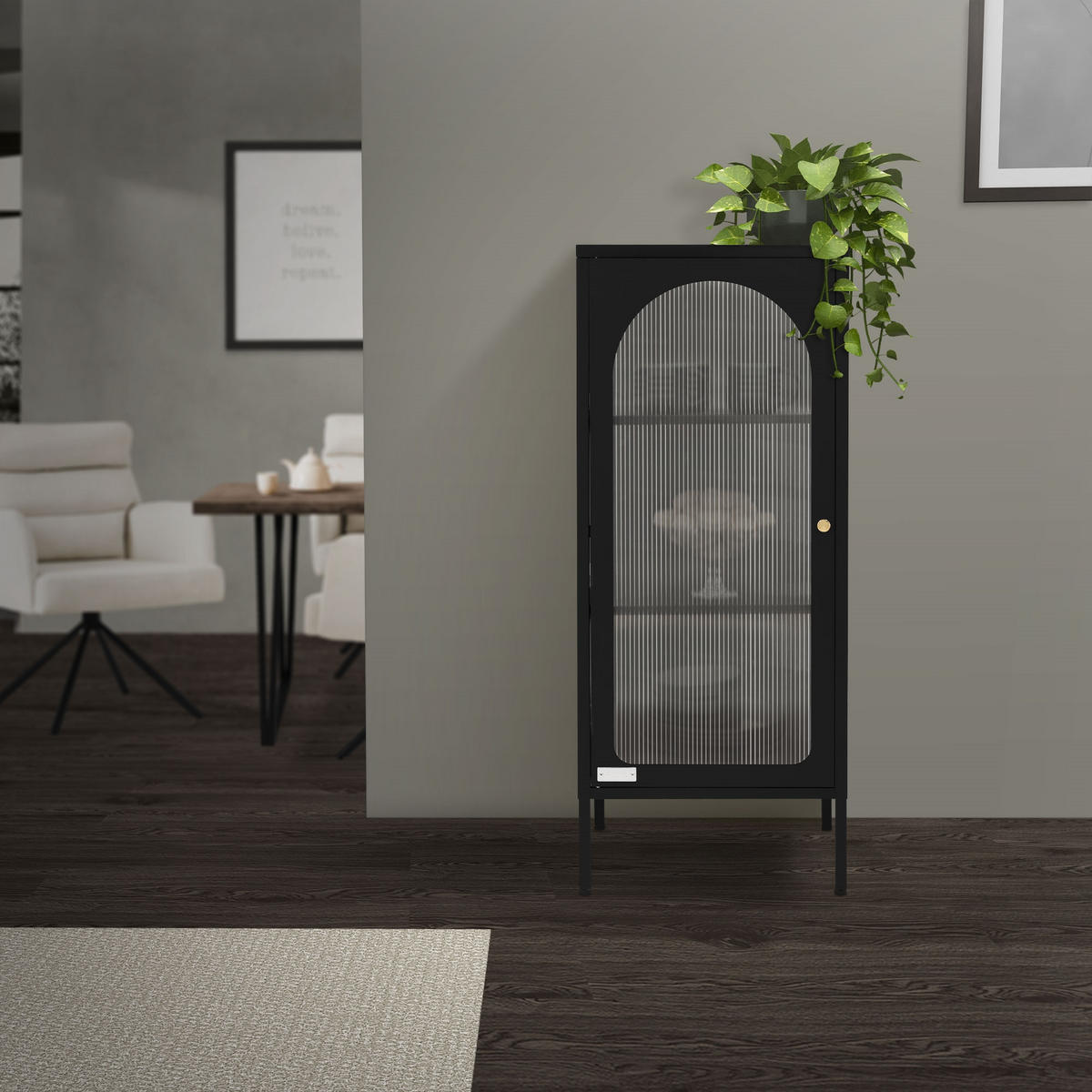 VITRINENSCHRANK Schwarz 42/40/102,5 cm - Schwarz, Metall (40/102.5/42cm) - ML-DESIGN