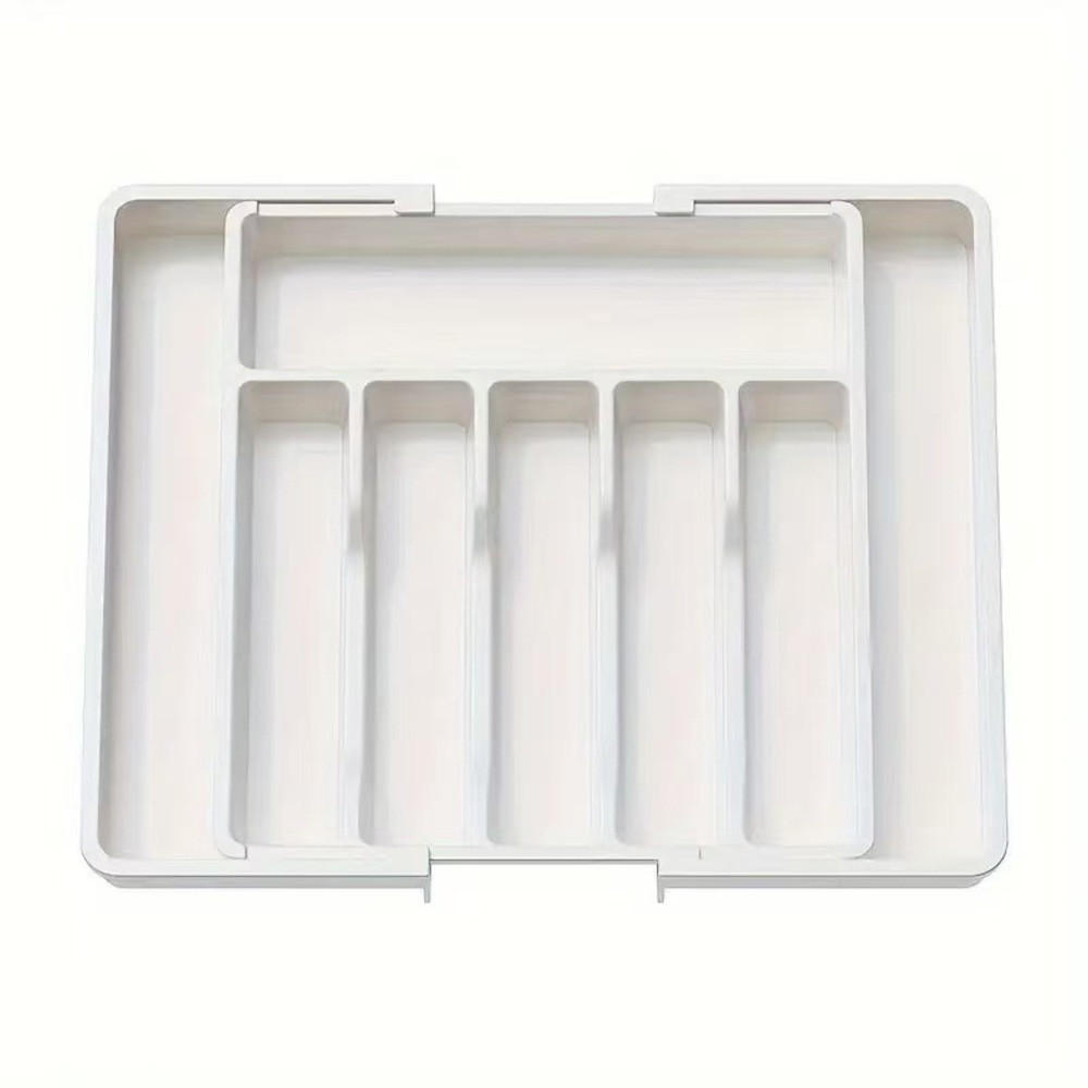 BESTECKORGANIZER,AUSZIEHBAR & verstellbar,Weiß, PP-Material,(33–57)cm × 38 cm - Weiß, Kunststoff (38/5/33cm) - Authentics