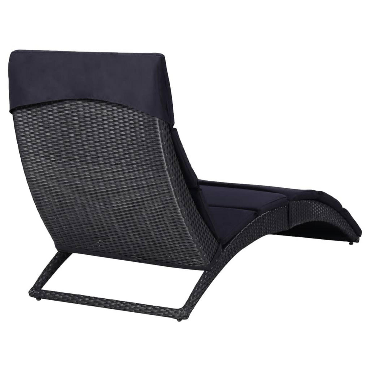 SONNENLIEGE mit Auflage Poly Rattan Schwarz - Grau, Textil (64/86/162cm) - furnicato