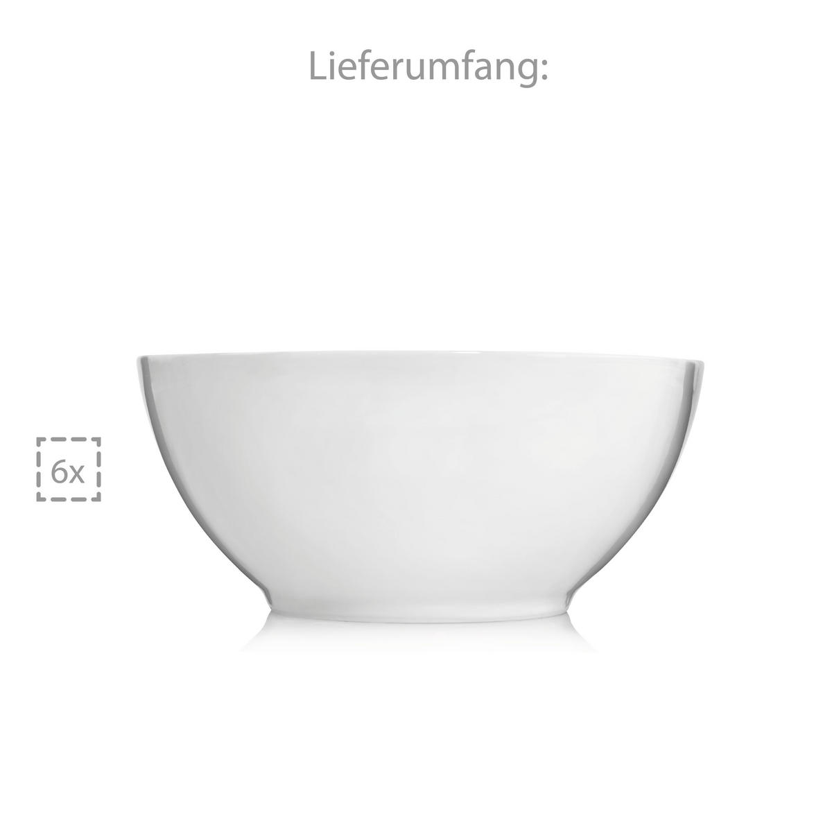 SALATSCHALEN SET SUNFORT - 6 teilig aus Porzellan - Weiß, Keramik (18cm) - Sänger