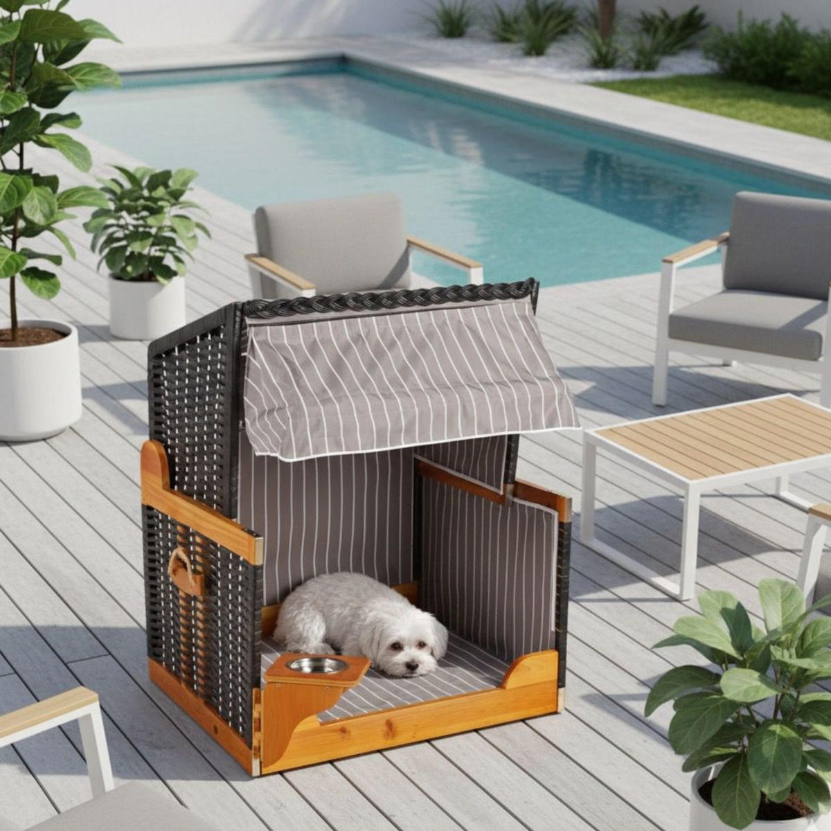 HUNDESTRANDKORB - Schwarz/Braun, Metall (80/95/65cm) - Mr. Deko