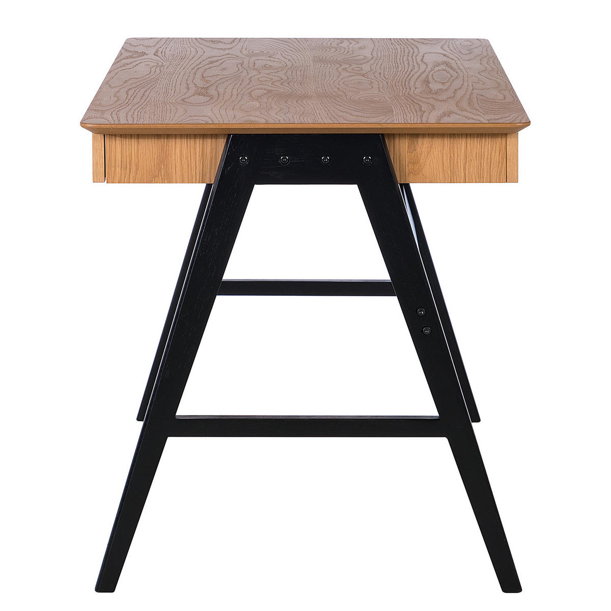 SCHREIBTISCH - Eiche teilmassiv - Eichefarben/Schwarz, Holz/Holzwerkstoff (70/120/75cm) - home24