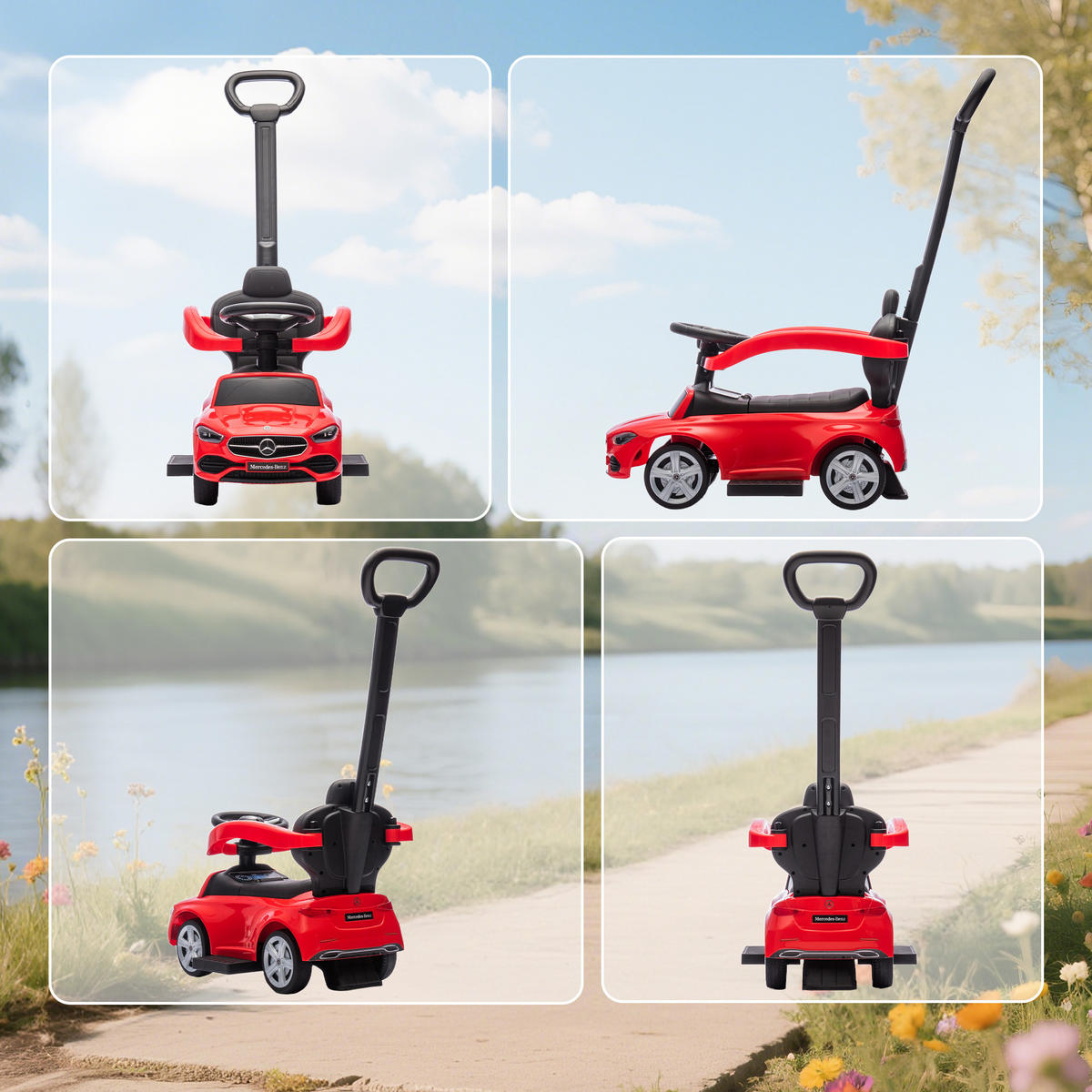 RUTSCHFAHRZEUG DE-16978 2-in-1 mit Schiebegriff und Hupe Schwarz - Rot, Kunststoff (91/40/83cm) - ComfortXL