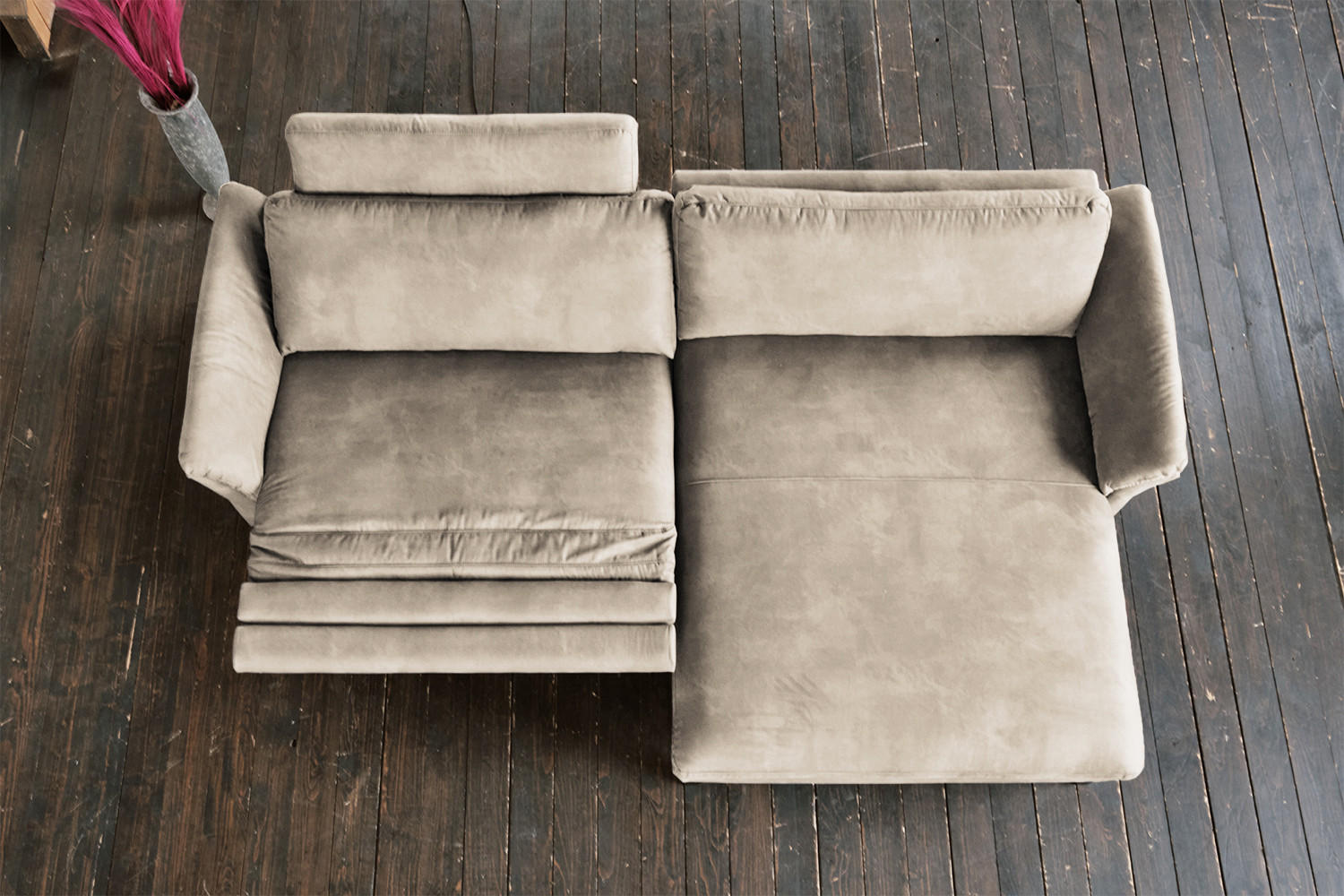 ECKSOFA MIT MOTORISCHER RELAXFUNKTION MALTA Beige Webstoff - Beige/Schwarz, Buchenholz/Textil (302/175cm) - KAWOLA