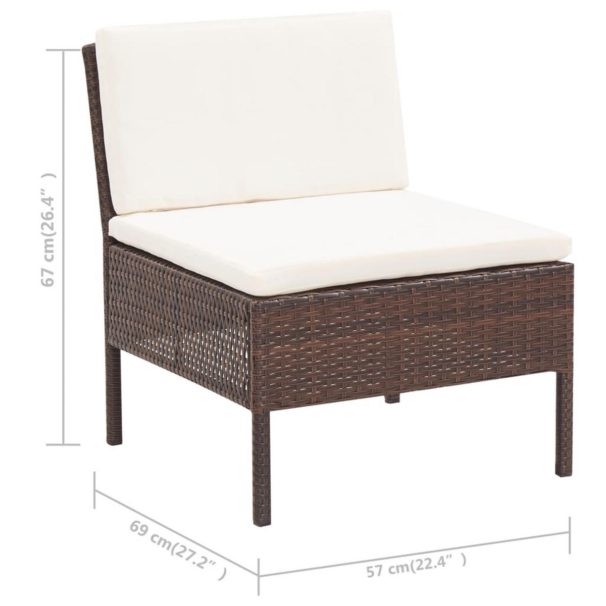 GARTEN-LOUNGE-SET Mit Auflagen 3-teilig Poly Rattan Braun - Braun, Kunststoff - vidaXL