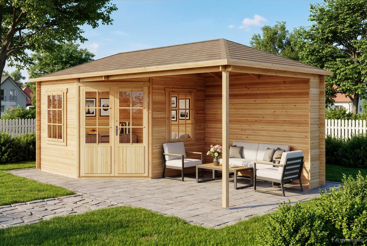 GARTENHAUS Holz Mosel - Naturfarben, Holz (614/274/317cm) - Alpholz