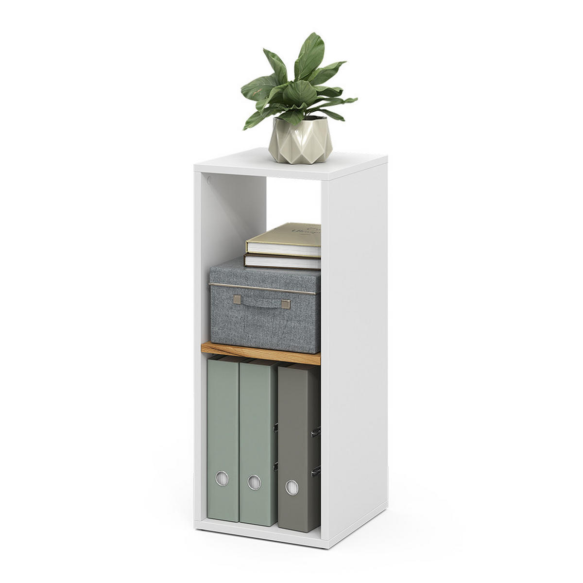BÜCHERREGAL Tomy Weiß/Goldkraft Eiche 30 x 74 cm mit 2 offenen Fächern - Honigeiche/Weiß, Holzwerkstoff (30/74/30cm) - Vicco