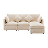ECKSOFA in Beige Chenille-Stoff， L-förmiges - Beige, Kunststoff/Textil (161/216cm) - KOMHTOM