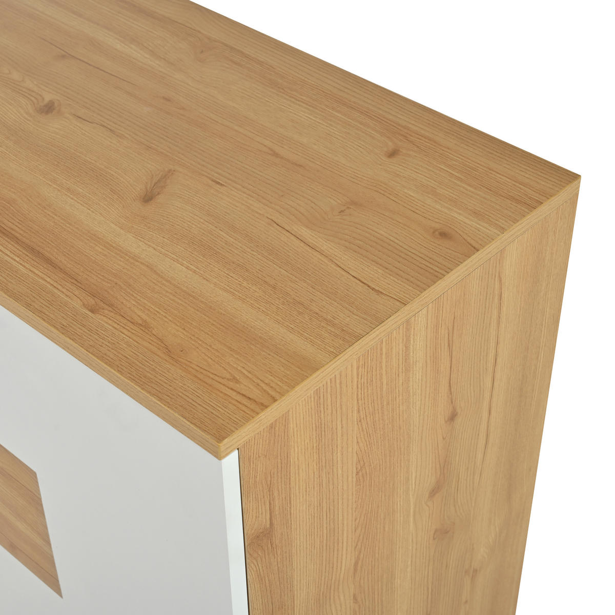 SIDEBOARD Weiß und Holzfarbe 160/40/77 cm - Naturfarben, Holzwerkstoff (160/77/40cm) - PANGIVO