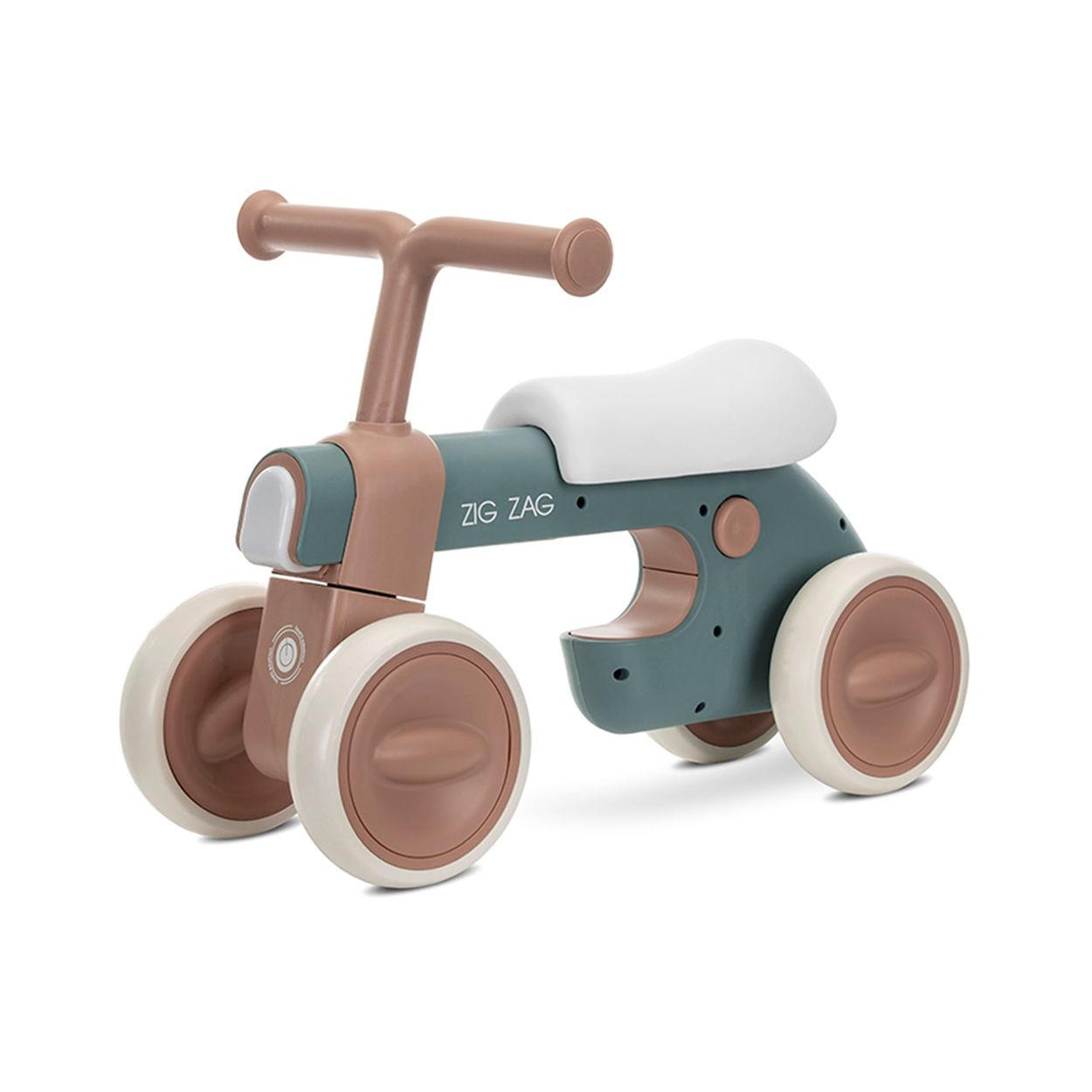 RUTSCHER ZIG ZAG Musik braun Licht, EVA-Reifen, höhenverstellbar, 20 kg - Braun, Kunststoff (55/30/39cm) - Lorelli