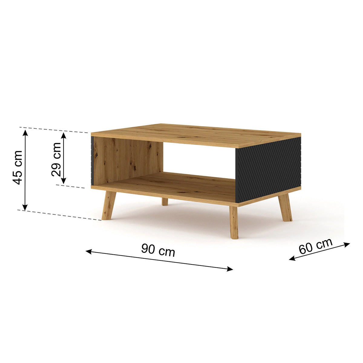 KLUBSKA MIZICA Nexa Les in črna - črna, leseni material (60/90/45cm) - Petits-meubles