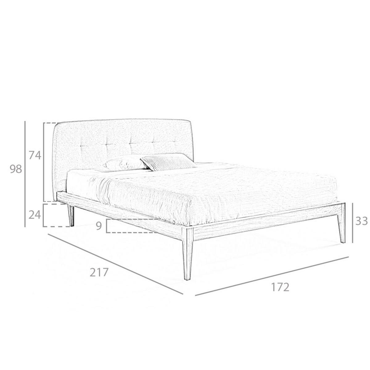 BETT Rechteckig Grau Walnuss 172/217/98 cm - Walnussfarben/Grau, Textil - ANGEL CERDA