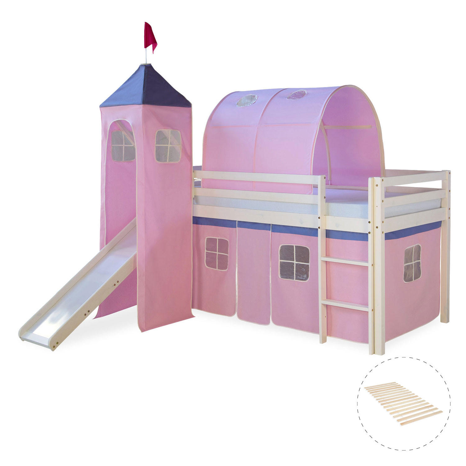 HOCHBETT 90/200 cm in Rosa mit Lattenrost - Weiß/Rosa, Holz - Homestyle4u