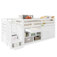 KINDERBETT aus Massivholz und MDF 90x200 cm Weiß mit Stauraum, Treppe und Schreibtisch - Weiß, Holz (90/200cm) - IVMEU