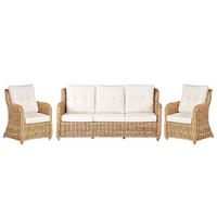 LOUNGE-SET Rattan Natürlich Alessano - Naturfarben/Weiß, Naturmaterialien - Beliani