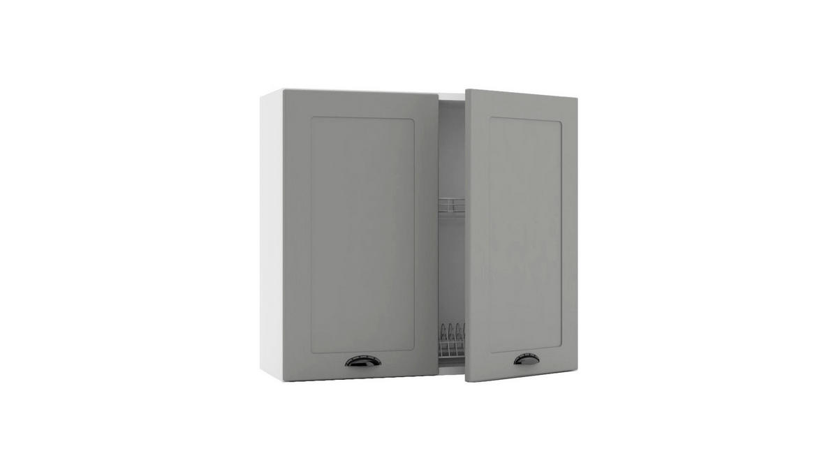 HÄNGESCHRANK W80SU – Elvara – mit Geschirrtrockner – Grau / Matt - Grau, Holzwerkstoff (80/72/30cm) - ROYAL24_MARKT