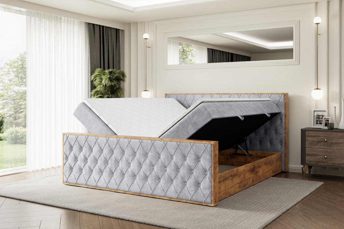 BOXBETT mit Matratze H3 und Lattenrost - LOLLI5-Z - 200x200 - Grau Monolith - Grau, Holzwerkstoff (200/200cm) - ALTDECOR