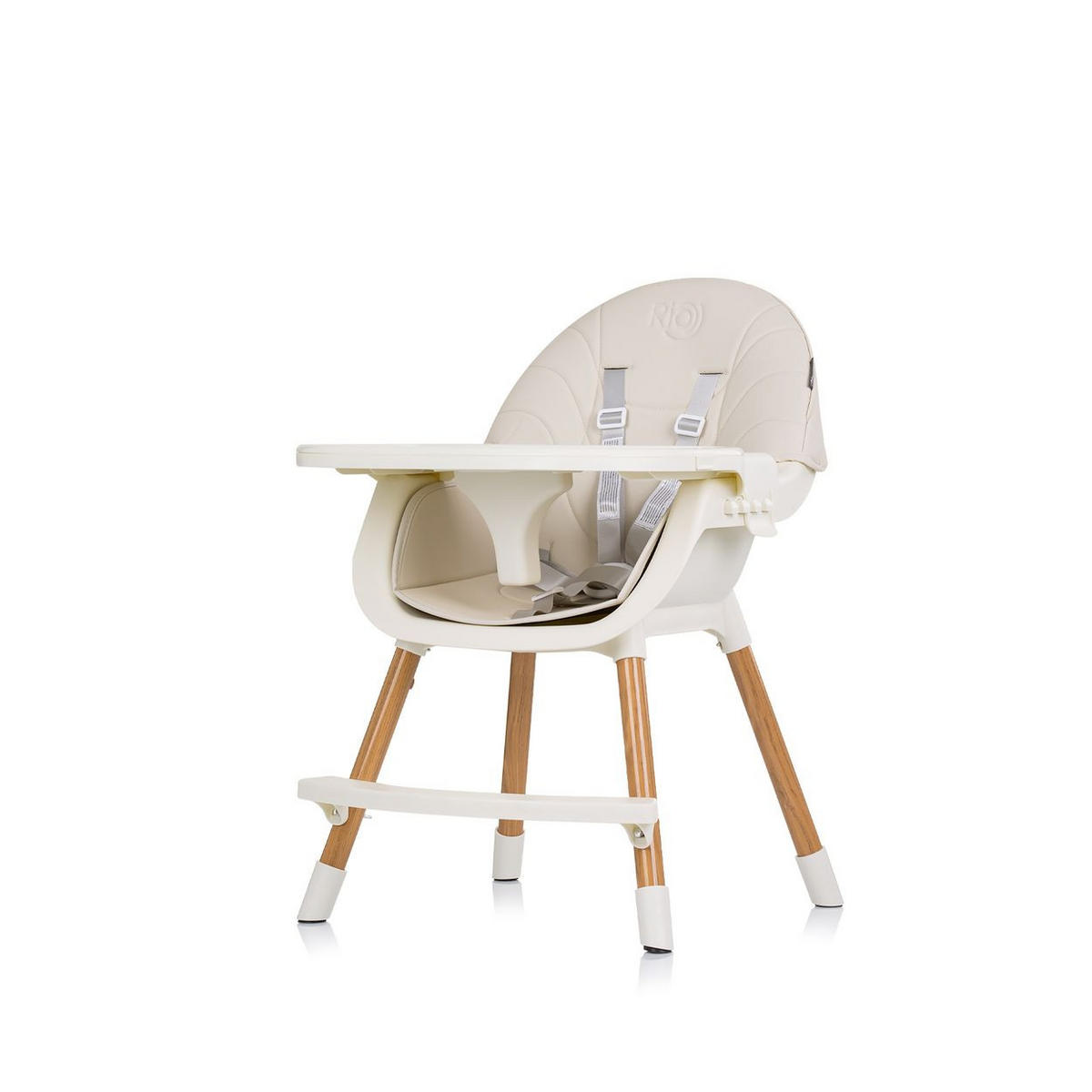 HOCHSTUHL Rio 2 in 1 beige weiß Kinderstuhl rutschfeste Beine 5-Punkt-Gurt - Beige, Metall (61/84/51cm) - Chipolino