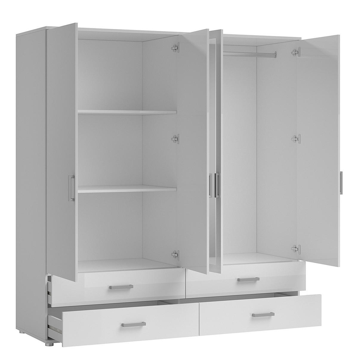 DREHTÜRENSCHRANK - Spanplatte - Silberfarben/Weiß, Holzwerkstoff/Kunststoff (180/190/51cm) - home24
