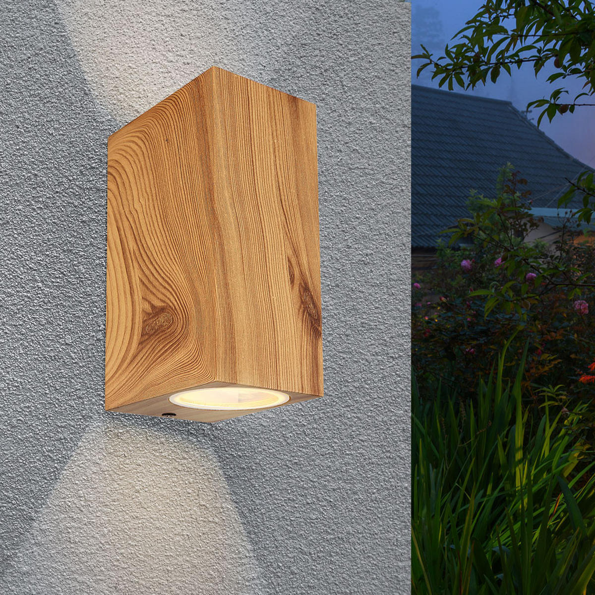 WANDLEUCHTE Veronika Aluminium Holzoptik Braun - Braun, Glas (6.8/15/9.2cm) - Globo Lighting