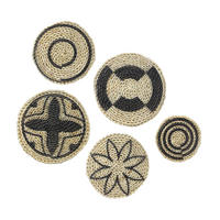DEKORATION Rattan Wanddekoration 5er Set - Schwarz/Braun, Naturmaterialien (25/25/25cm) - Art for the Home