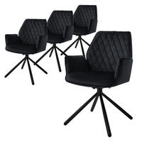 DREHSTUHL Samt Schwarz 4er Set - Schwarz, Metall (63/90/57cm) - ML-DESIGN