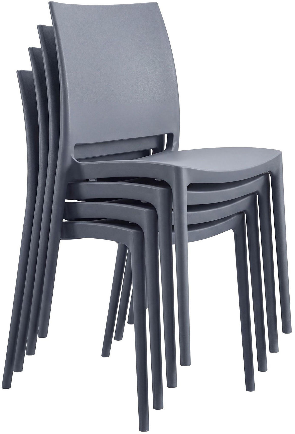 GARTENMÖBEL-SET Greta 4 Stühle 156x156x81cm Kunststoff Grau Balkonset - Grau, Kunststoff - DELUKE