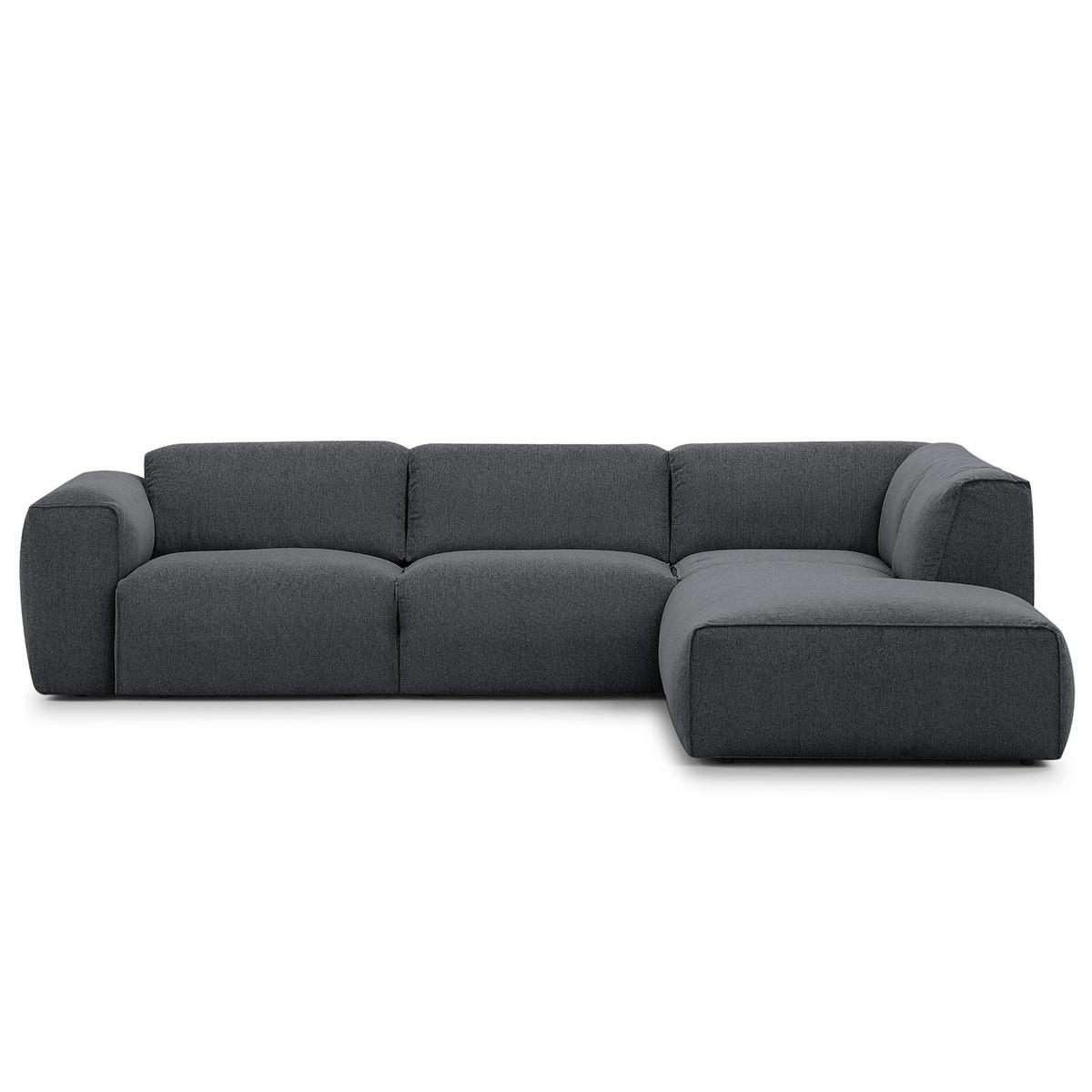 3-SITZER ECKSOFA mit Recamiere - Schwarz/Grau, Textil (295/231cm) - home24
