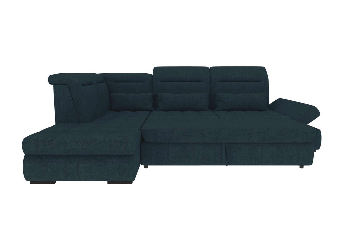 ECKSOFA Toscana Velours inkl. Schlaffunktion - Dunkelblau, Textil (227/279cm) - 99rooms