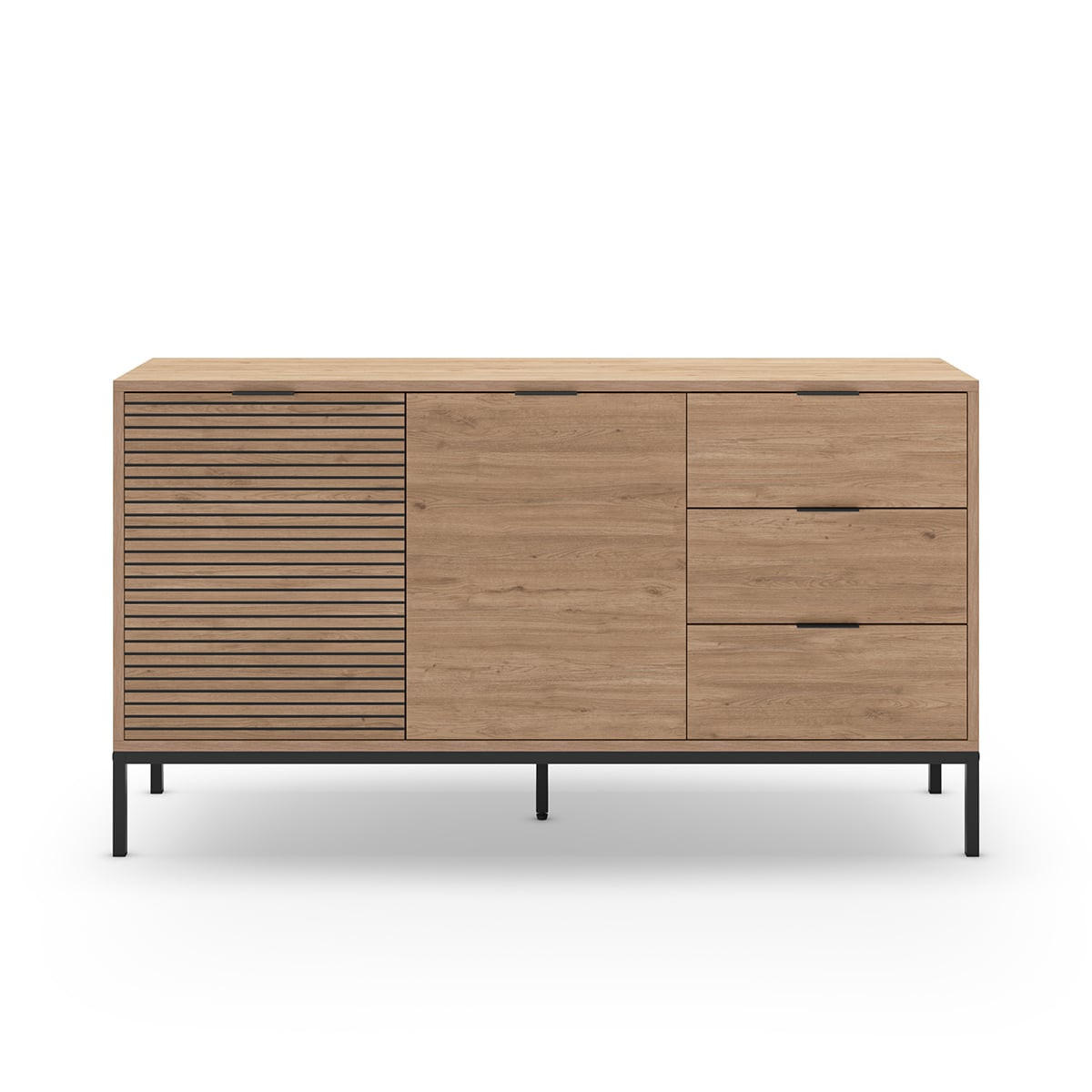 SIDEBOARD 3 Türen und Metallfüße ariel 40/80/140 cm - Braun, Holz (40/80/140cm) - Calicosy