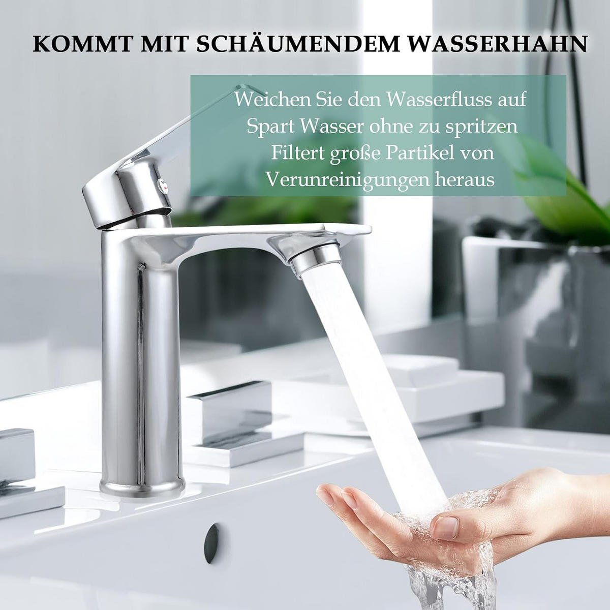 WASCHTISCHARMATUR, 17,5 x 16 cm, silber - Silberfarben, Metall (25/10/20cm) - Vallsero