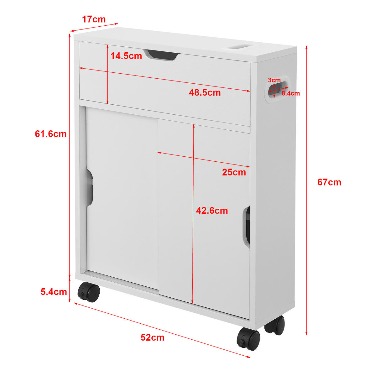 SEITENSCHRANK Kempele - Weiß, Holzwerkstoff (52/67/17cm) - [en.casa]
