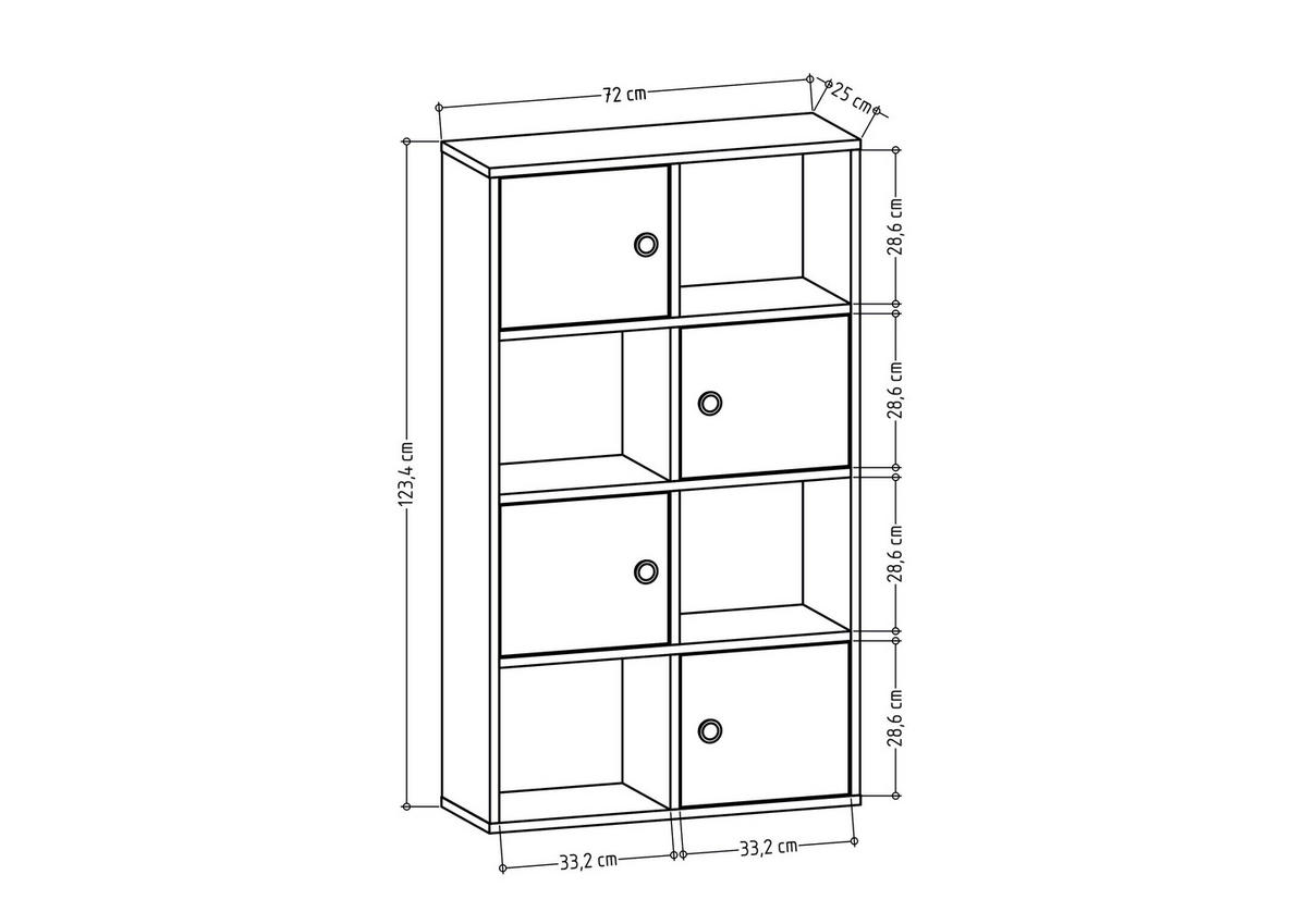 BÜCHERREGAL Tasso Weiss - Weiß, Holzwerkstoff (25/124.5/72cm) - Decorotika