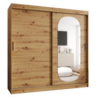 SCHWEBETÜRENSCHRANK 200/200/62 2-türig - Silberfarben/Eiche Artisan, Holz (200/200/62cm) - MÖBEL KRYSPOL