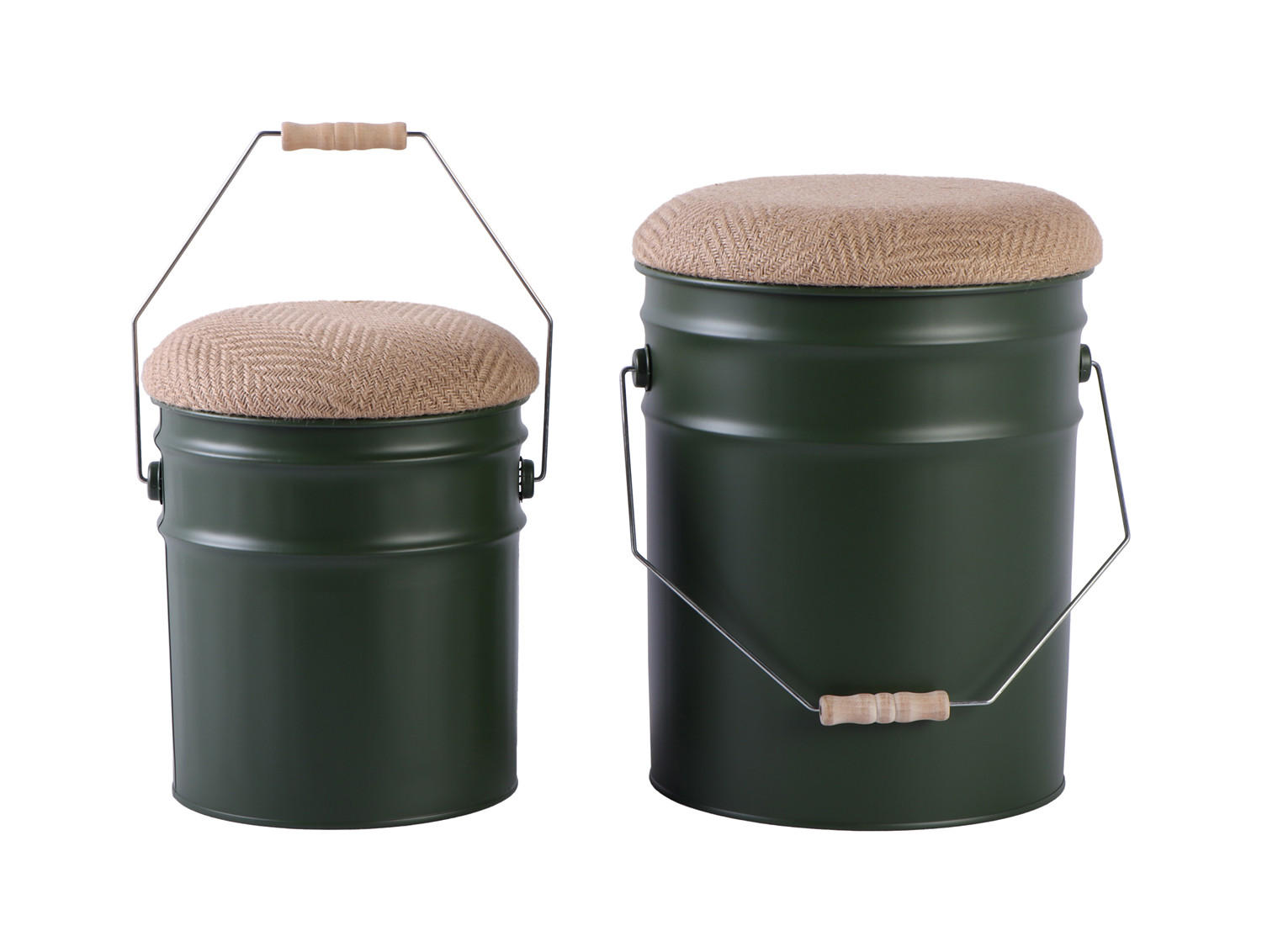 HOCKER Set Buckets 31/31/39 cm - Waldgrün, Metall (31/39/31cm) - Leitmotiv