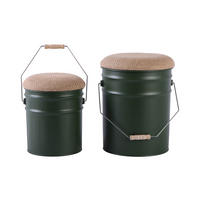 HOCKER Set Buckets 31/31/39 cm - Waldgrün, Metall (31/39/31cm) - Leitmotiv