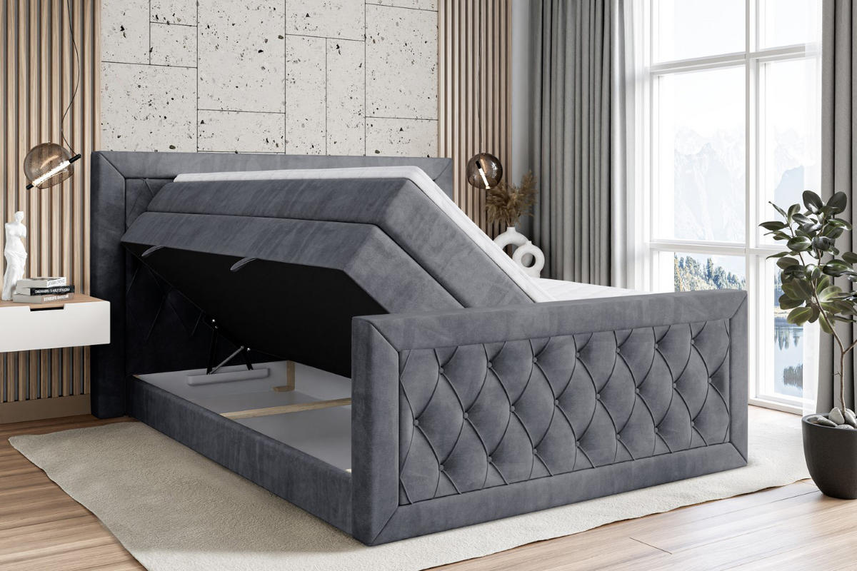 BOXSPRINGBETT NOEL-Z KING - 120 x 200 - H3/H4 - Dunkelgrau - Dunkelgrau, Holzwerkstoff (120/200cm) - ALTDECOR
