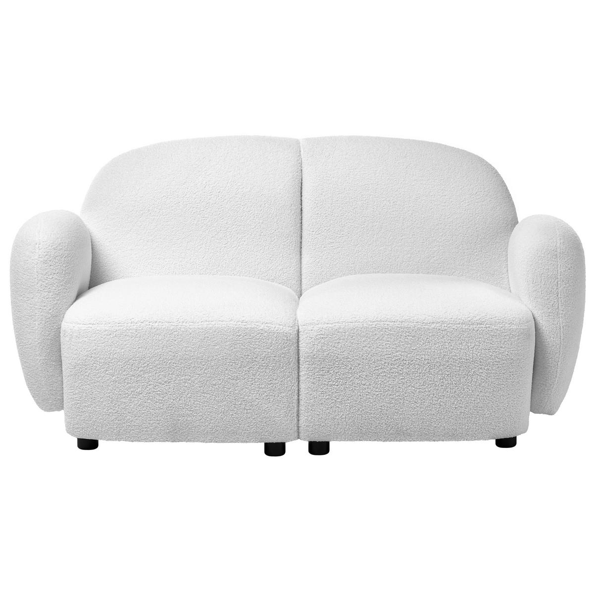 2-SITZER-SOFA Bouclé Weiß Jule - Schwarz/Weiß, Textil (151/77/82cm) - Beliani