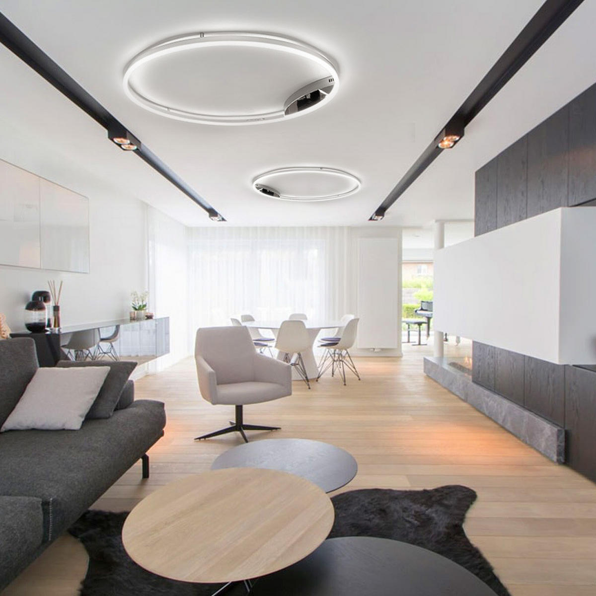 LED-WAND-/DECKENLAMPE Ring Weiß Ø 100cm - Weiß, Metall (100/100/5.5cm) - s.luce