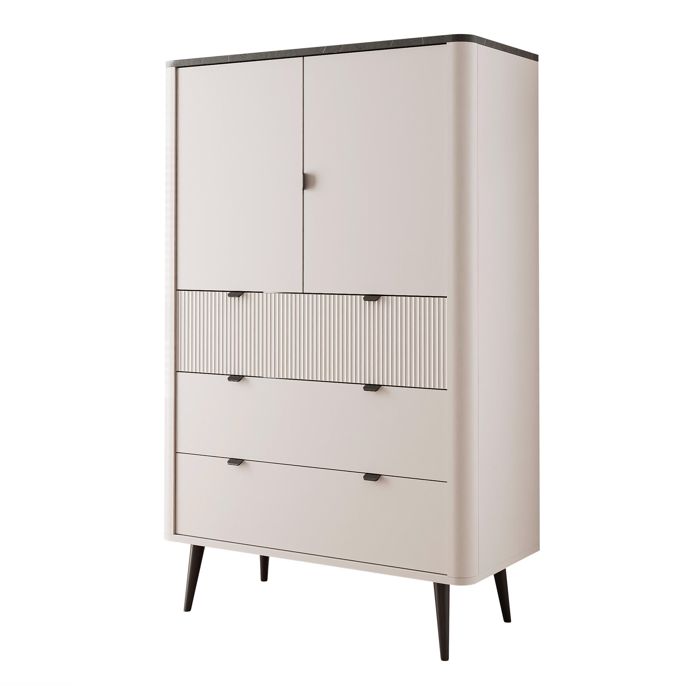 KLEIDERSCHRANK mit Schubladen NAVANI 90 cm Kaschmir Nuss - Kaschmir/Schwarz, Holzwerkstoff/Metall (90/142/40cm) - Idohome