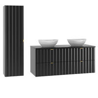 BADMÖBEL 120.6cm Lexa 2er-Set Schwarz - Schwarz, Holzwerkstoff (120.6/52.2/46.5cm) - Petits-meubles