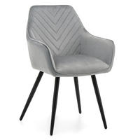 STUHL VASTO gepolstert mit Steppung - hellgrau - Samt Velours - Hellgrau/Schwarz, Textil/Metall (58/87/60cm) - NEW HOME