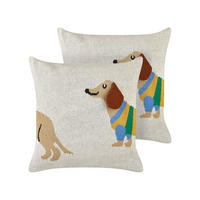 DEKOKISSEN 2er-Set Beige 45/45 cm Battal - Beige/Gelb, Textil (45/45cm) - Beliani