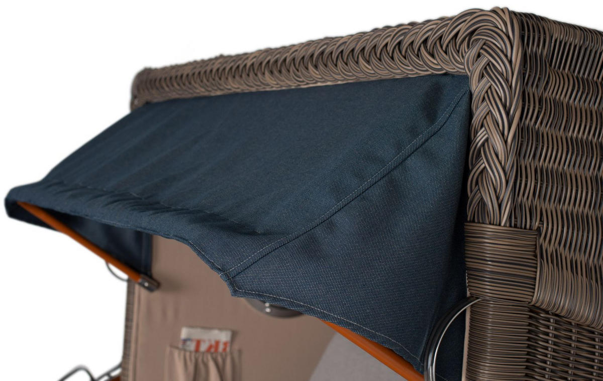 STRANDKORB Komplettset: Ammersee Mahagoni Bullauge - PE grau - Modell 593 - Grau, Holz/Kunststoff (125/165/80cm) - bene living