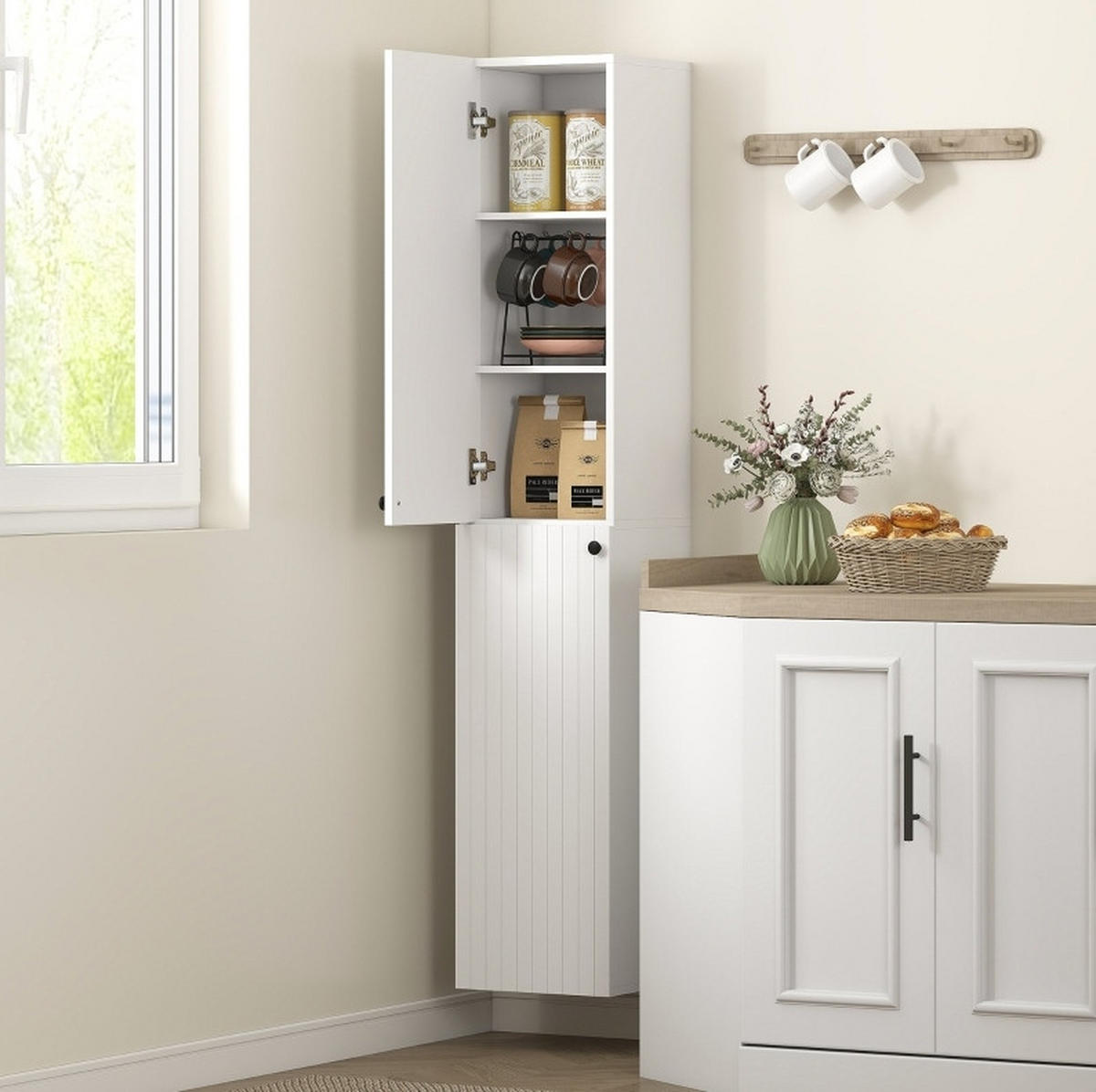BADEZIMMERSCHRANK wandmontiert Weiß Holz - Weiß, Holzwerkstoff (30/161/30cm) - Beauniv